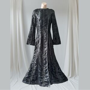 Giorgio Armani Black Textured Long Trench Coat